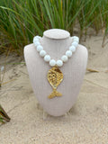 White Funky Fish Necklace