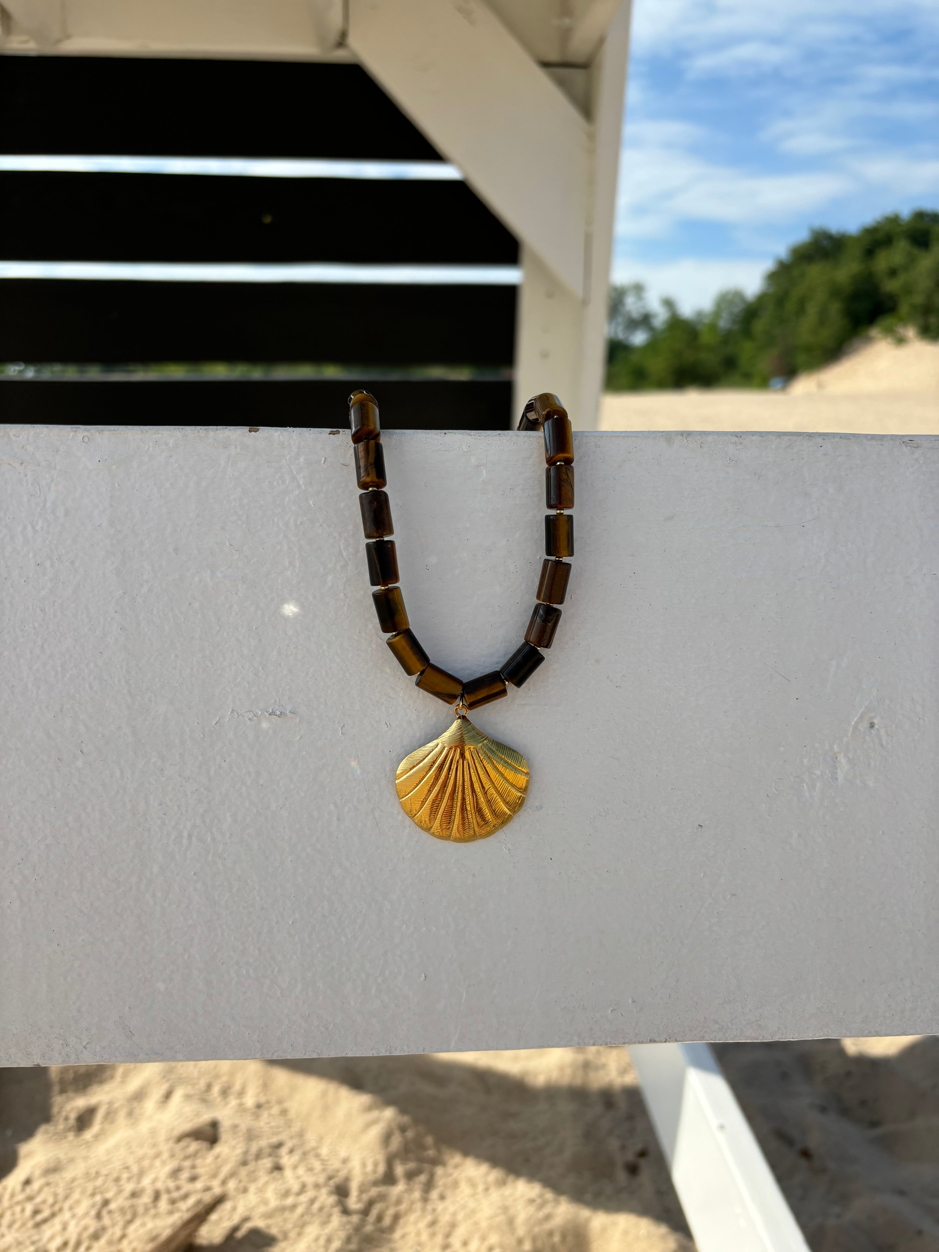 Tiger Eye Shell Necklace