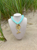 Blue Funky Fish Necklace