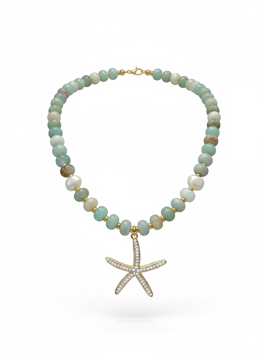 Blue Pearl Starfish Necklace